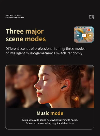 Wireless Earbud Bluetooth 5.4 Earphone Touch Screen Control Active Noise Reduction In Ear Headphone Mic For iPhone Samsung Mi