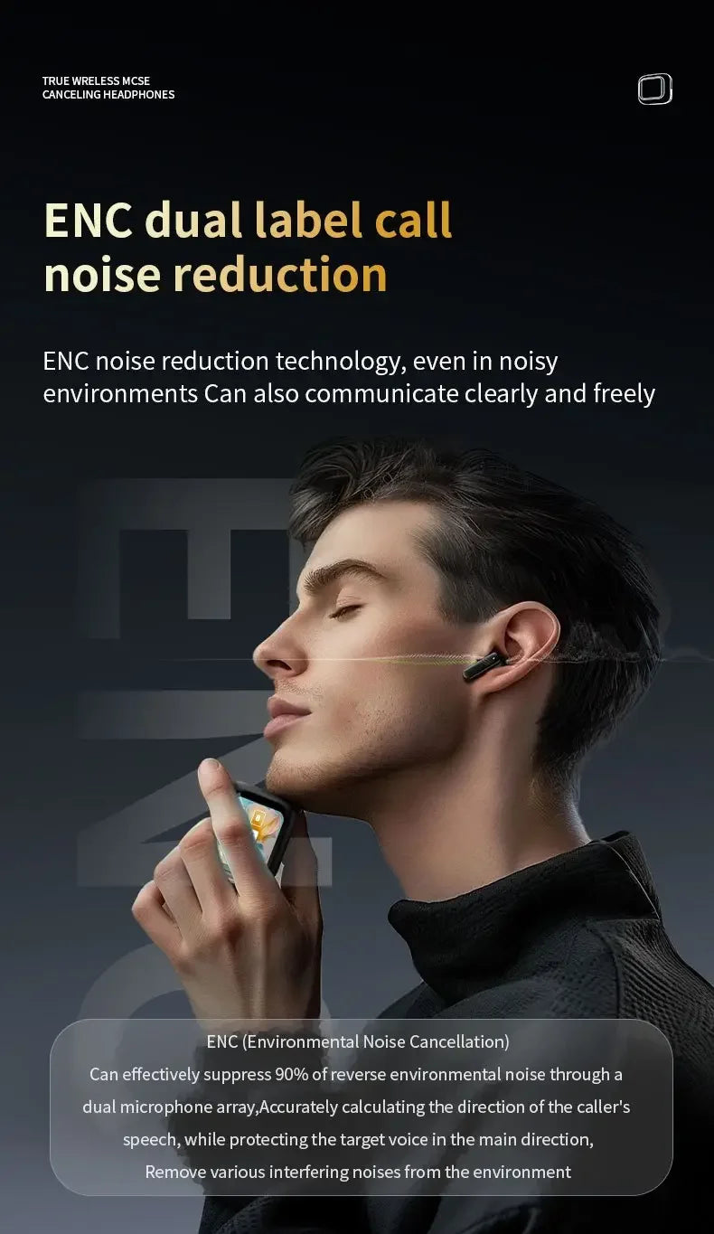 Wireless Earbud Bluetooth 5.4 Earphone Touch Screen Control Active Noise Reduction In Ear Headphone Mic For iPhone Samsung Mi