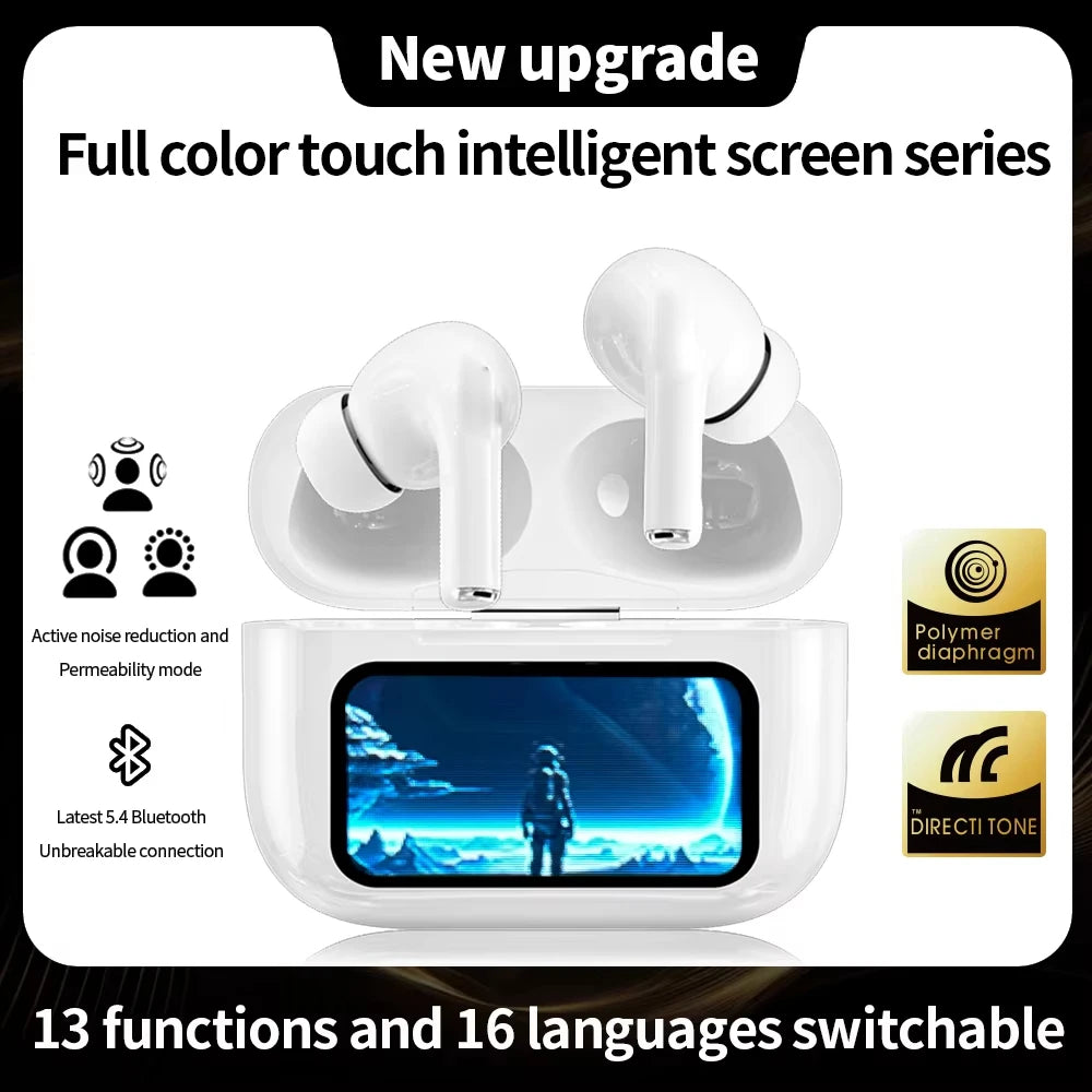 A9pro A9 pro Smart in-ear tws earphone with ENC function BT 5.4 wireless led touch screen stereo sound sport earbuds headphone