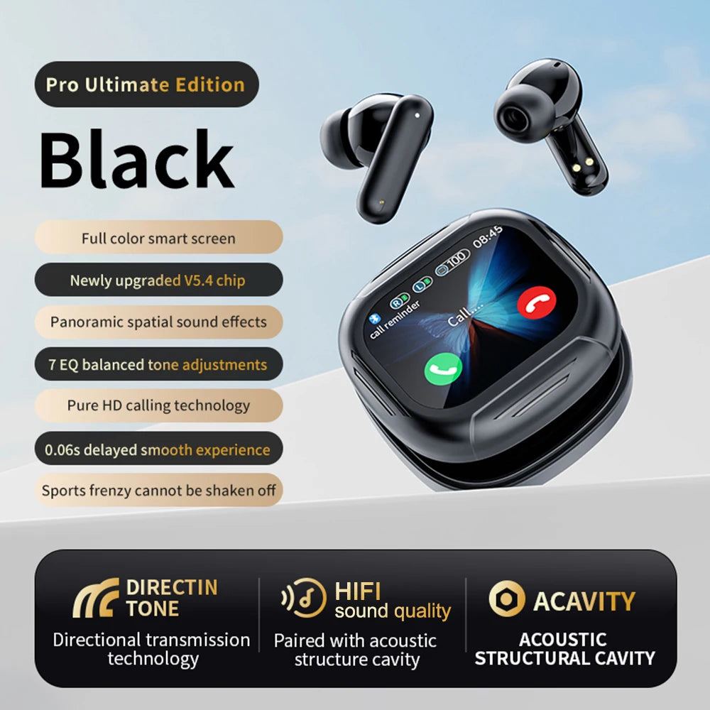 ANC Bluetooth Headset Colour Screen Touch Active Noise Cancellation Bluetooth 5.4 Headset HIFI Stereo Sports Headset Waterproof