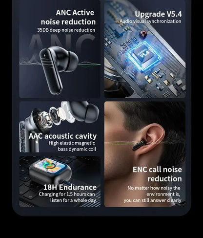 Wireless Earbud Bluetooth 5.4 Earphone Touch Screen Control Active Noise Reduction In Ear Headphone Mic For iPhone Samsung Mi